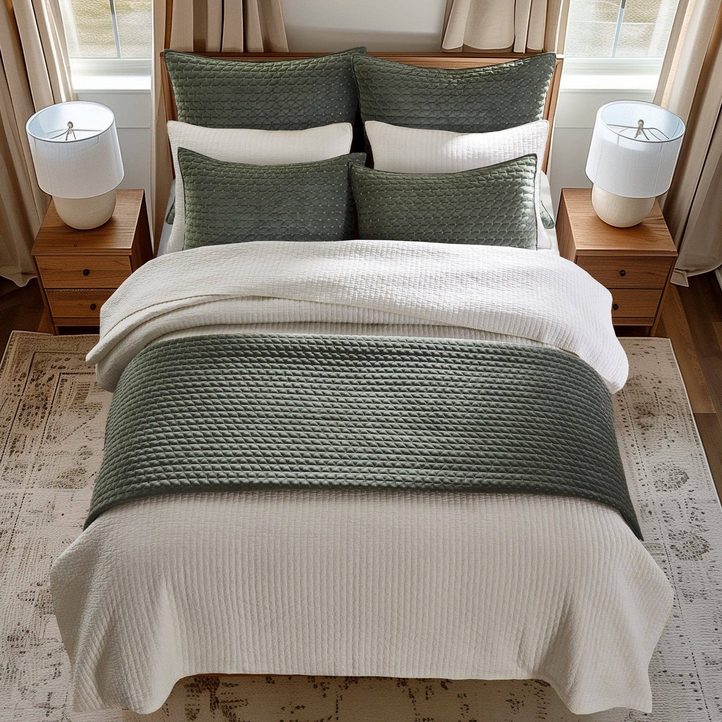 Velvet Stitch Quilt Set: Chambray / Full/Queen