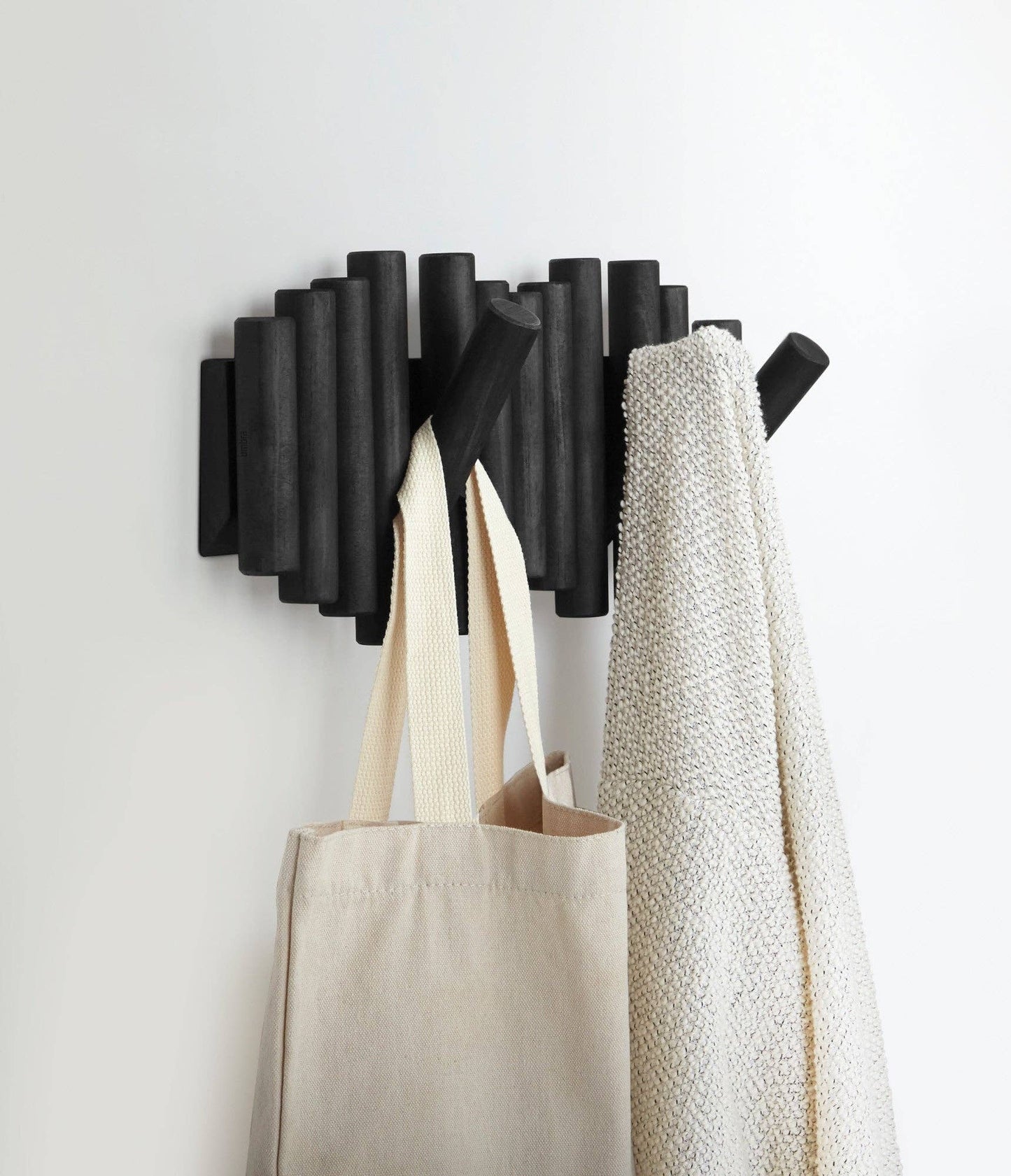 Picket Wall-Mounted Coat Rack Rail Hook: Black