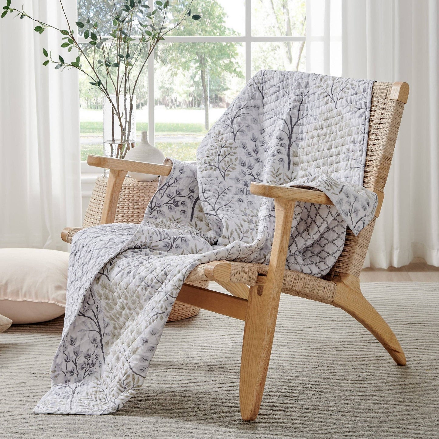 English Forest Quilted Throw: Natural