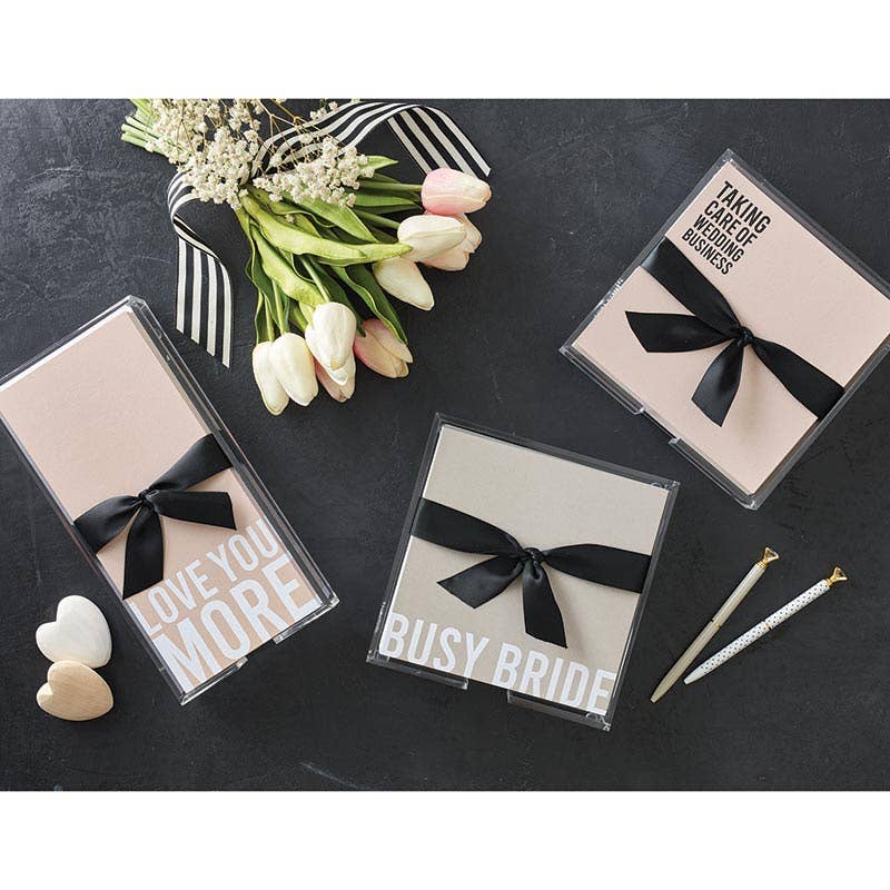 Square Notepaper in Acrylic Tray - Busy Bride