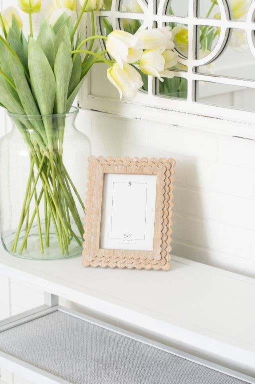 wood photo frame (SCALLOP) ntrl (5x7) pic