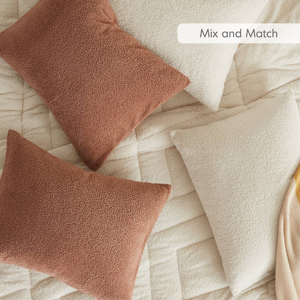 Double Diamond Quilted Fluffy Plush Comforter Set, Brown