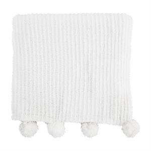 Ivory Chenille Pom Blanket