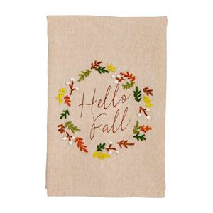 Hello Fall French Knot Towel