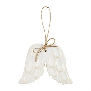 WINGS WHITE GLAZED ORNAMENT