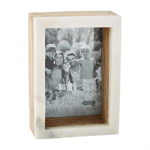 5x7 Wood White Marble Pic Frame