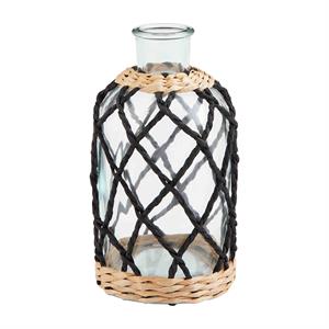 SMALL BLACK WRAPPED GLASS VASE