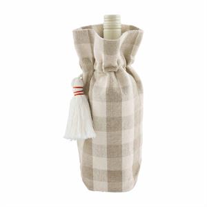 Taupe Check Thanksgiving Wine Bag