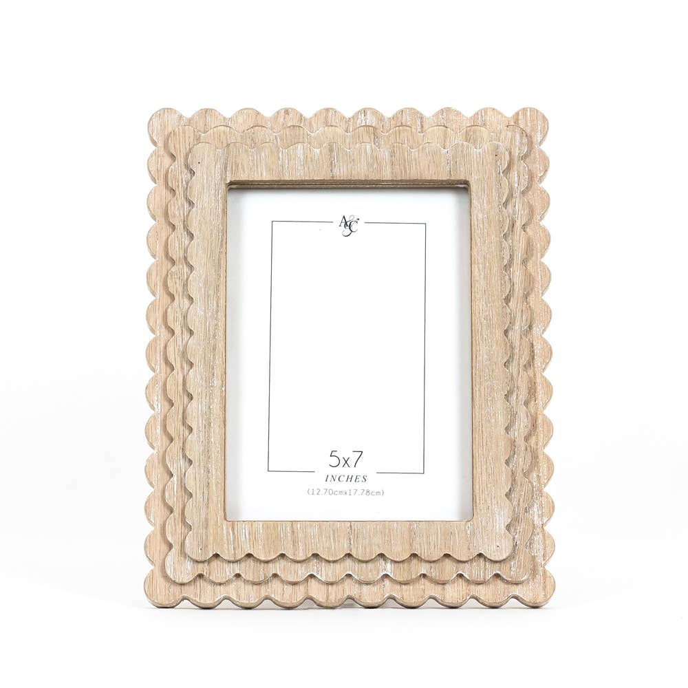 wood photo frame (SCALLOP) ntrl (5x7) pic