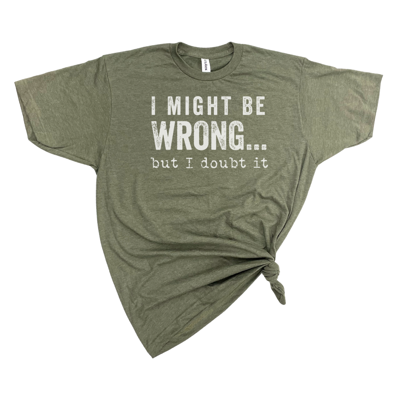 I MIGHT BE WRONG T-SHIRT: Heather Graphite wht ink / 3XL
