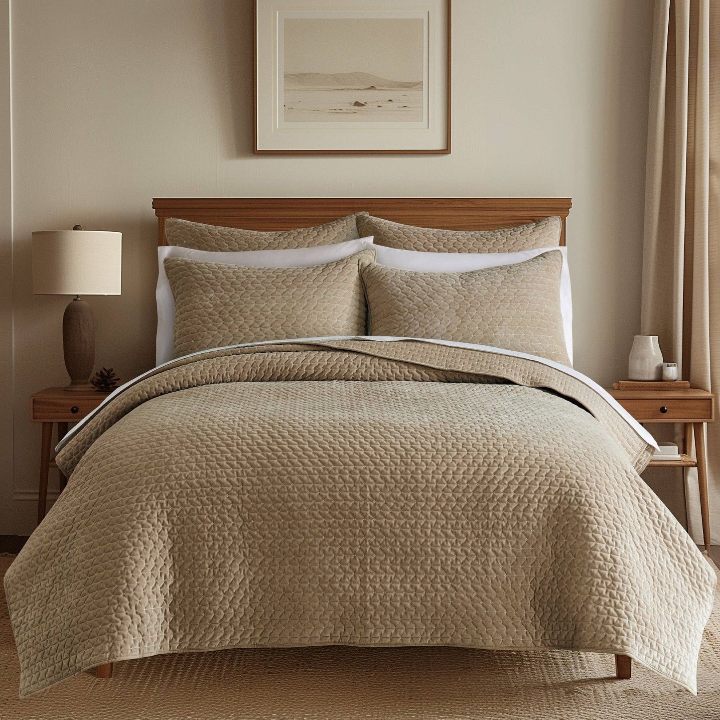 Velvet Stitch Quilt Set: Chambray / Full/Queen