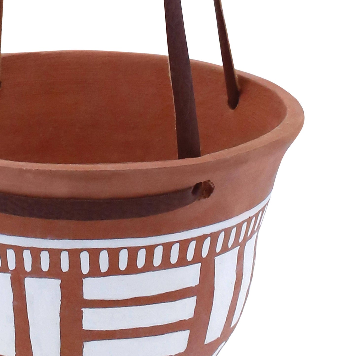 Southwest Hanging Planter Pot Terracotta & Leather