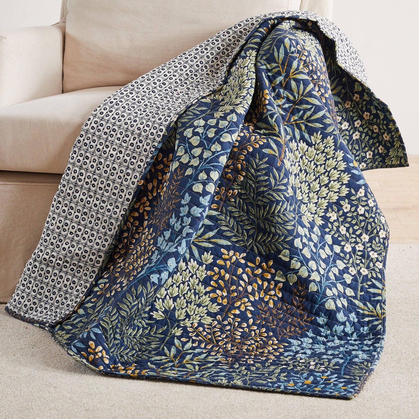 English Forest Quilted Throw: Natural