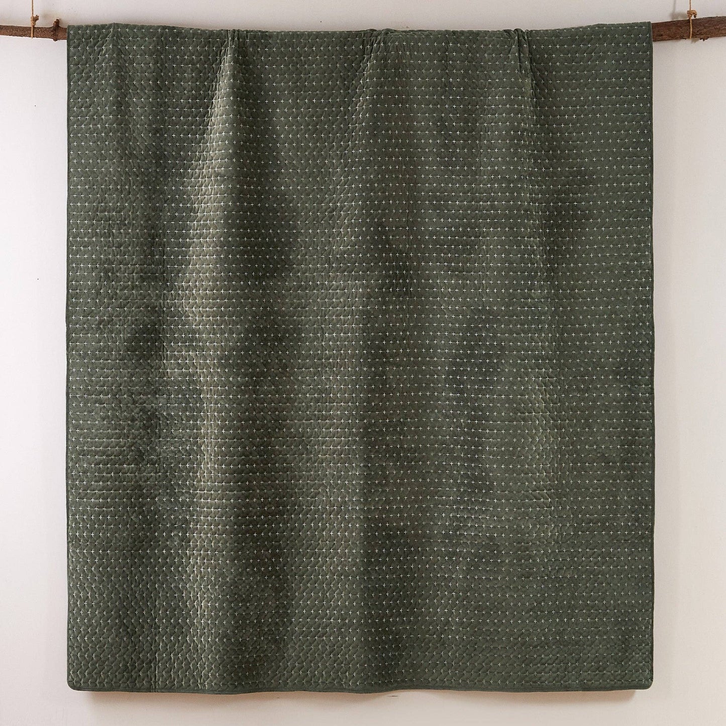 Velvet Stitch Quilt Set: Chambray / Full/Queen