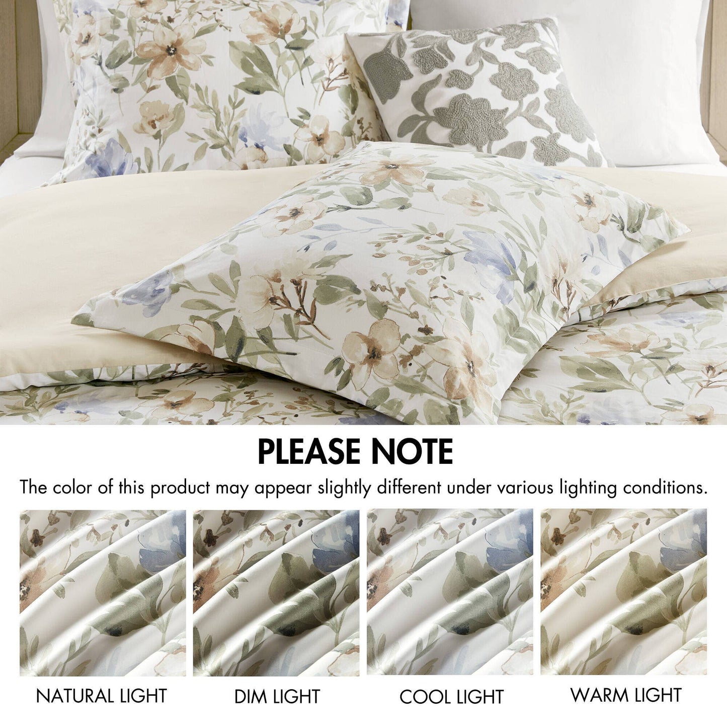 5 Piece 300TC Cotton Sateen Floral Print Duvet Set