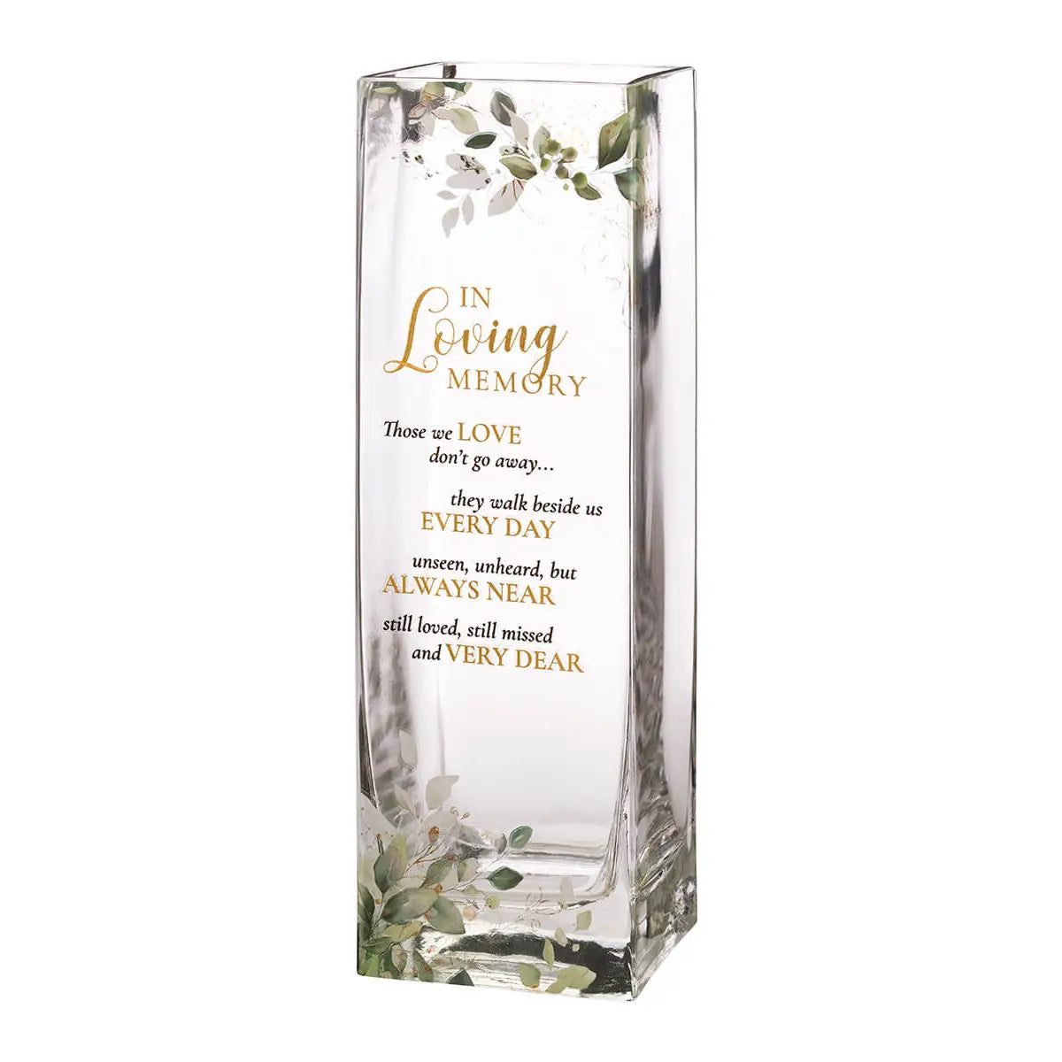 Botanical Theme Memorial Flower Vase with Sympathy Verse