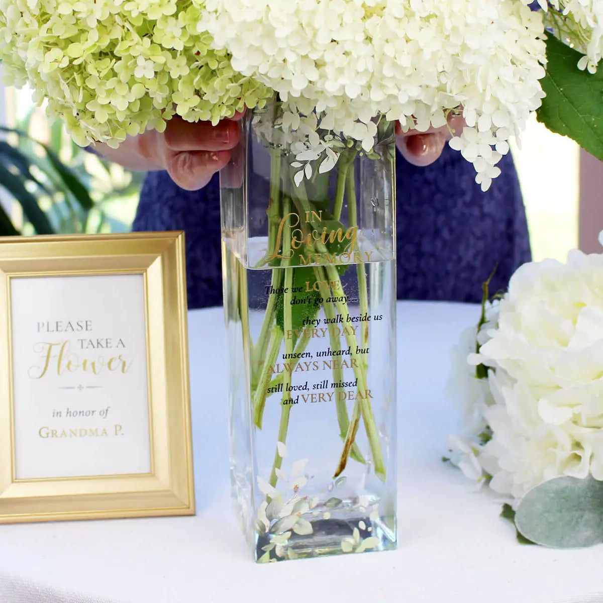Botanical Theme Memorial Flower Vase with Sympathy Verse