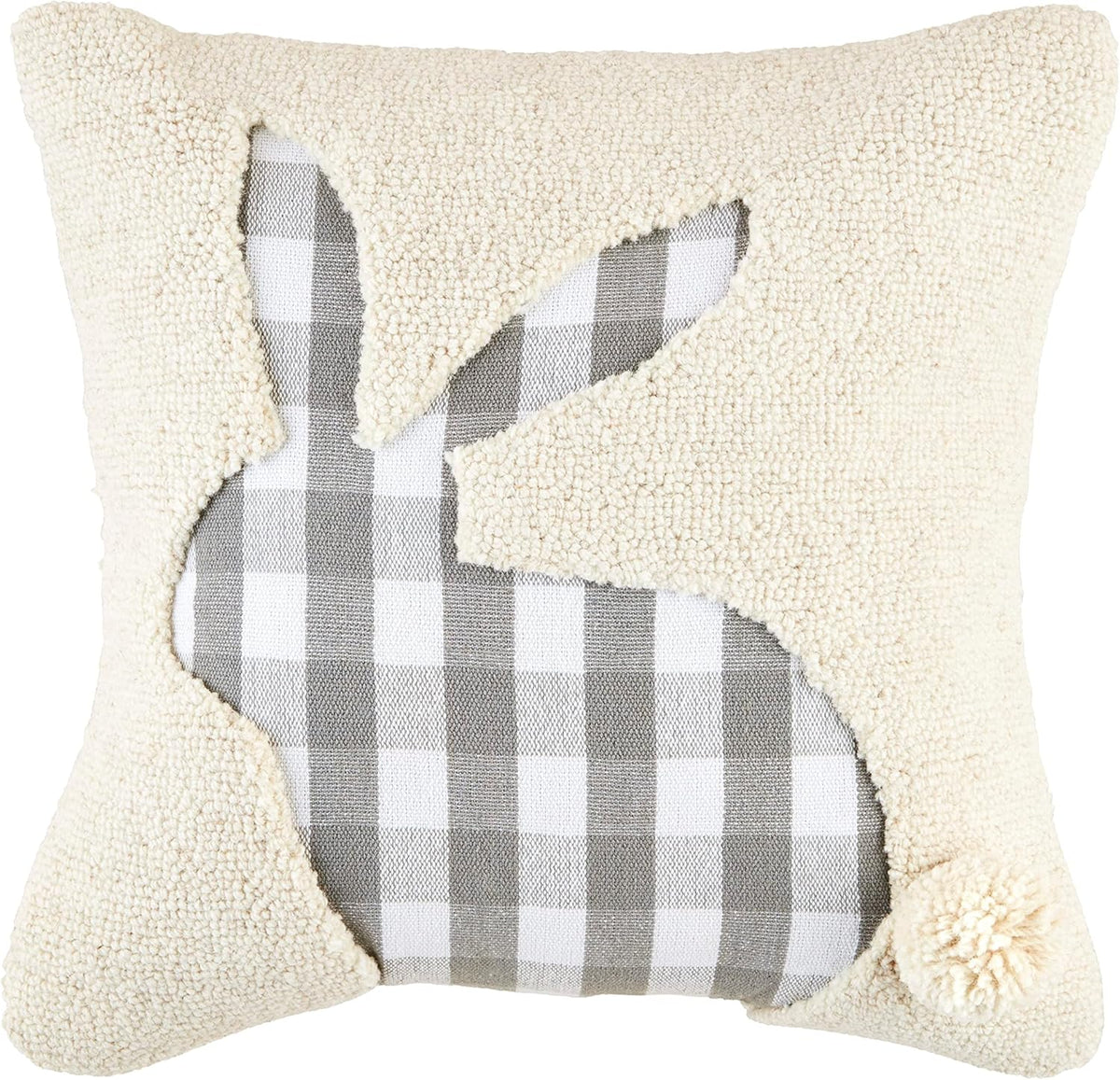 Check Bunny Hooked Pillow