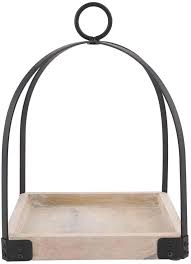 Sm Iron Wood Base Lantern