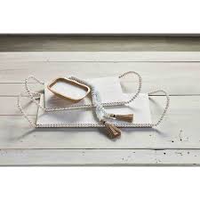 Large Rectangle Tray With Beaded Handle