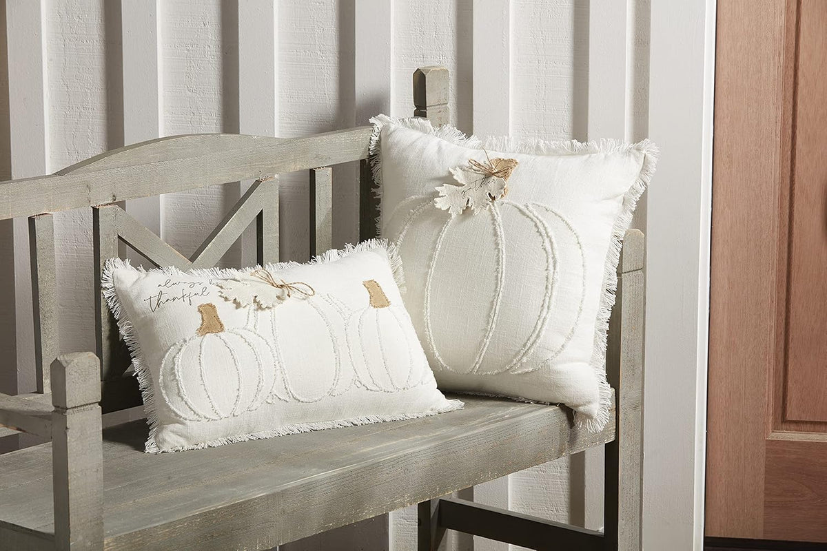 Square White Pumpkin Pillow