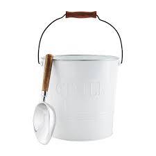 White Enamel Tin Ice Bucket