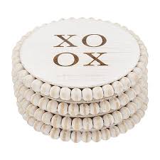 XOXO Beaded White Coasters