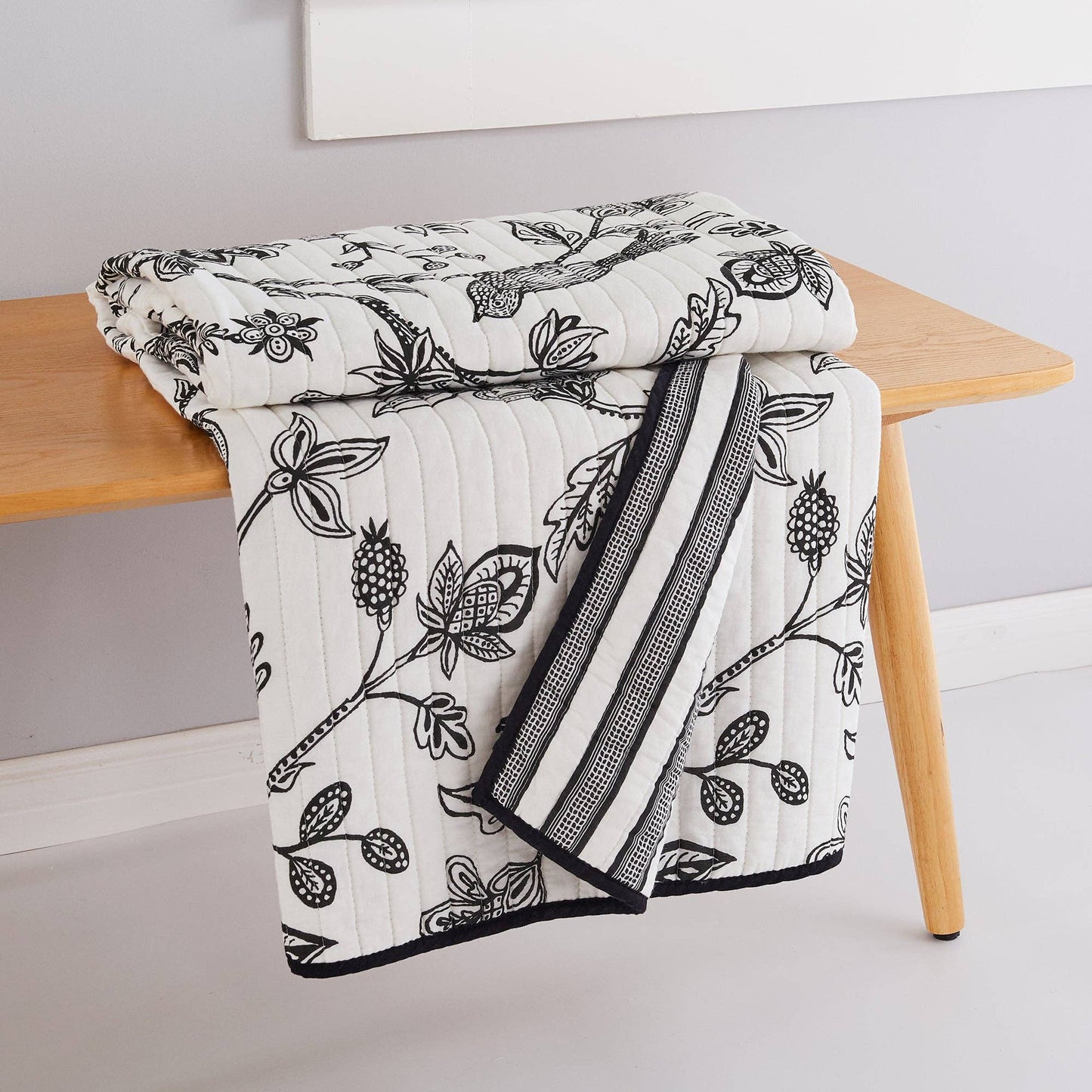 Tanzie Black Quilted Throw Blanket