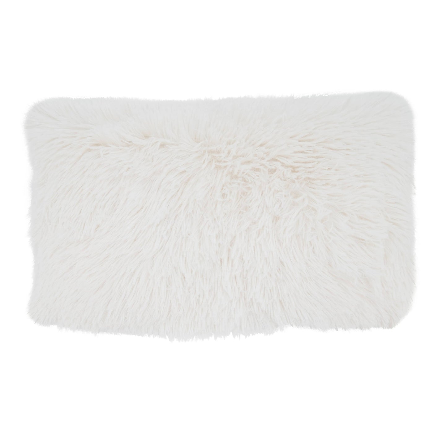 Throw Pillow With Faux Fur Design: Natural / Poly Filled / 12"x20"