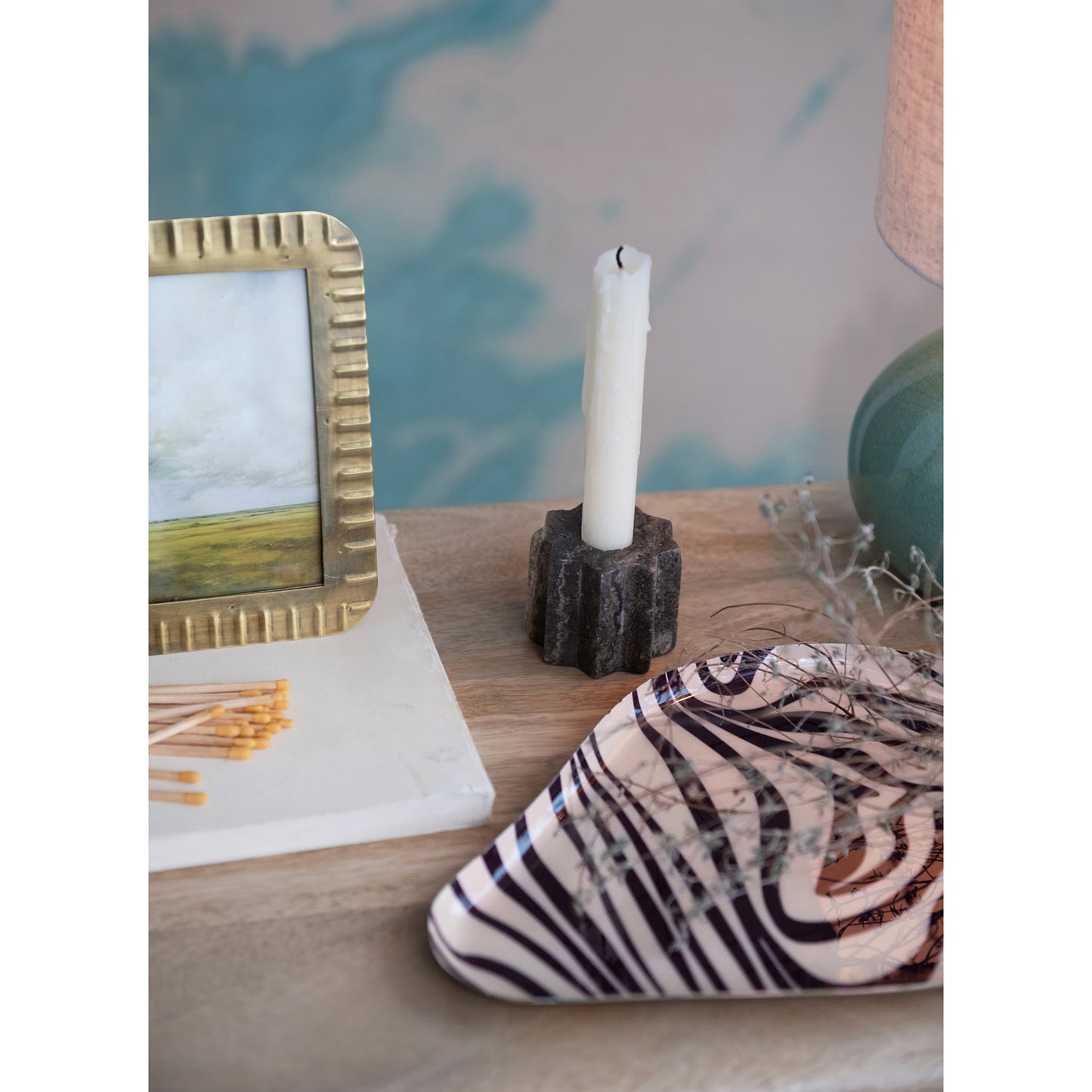 Metal Ribbed Photo Frame, Antique Brass Finish (Holds 4" x 6" Photo)