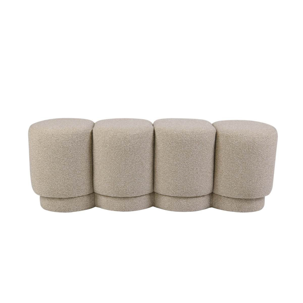 Boucle Fabric Upholstered Bench, Cream Color