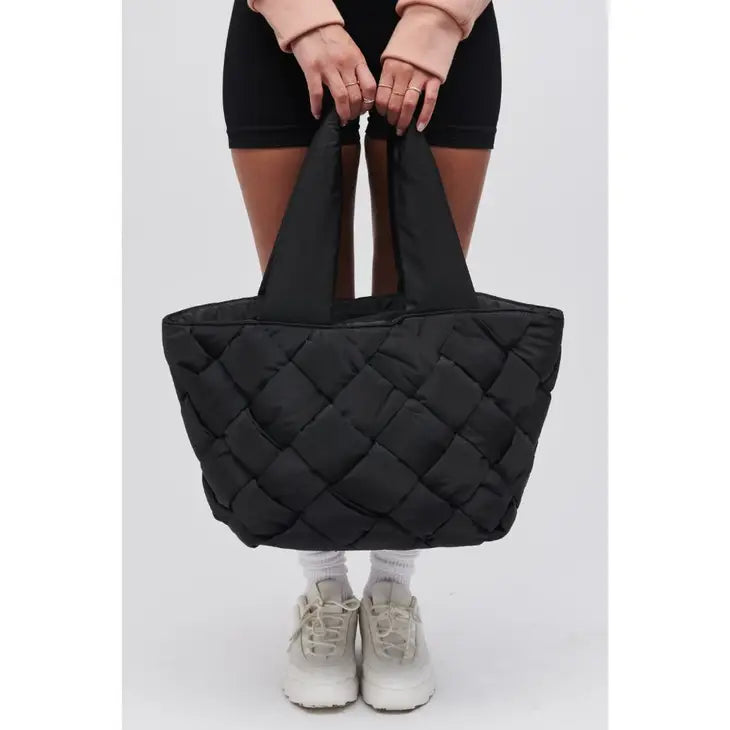 Black Intuition East West Woven Nylon Tote