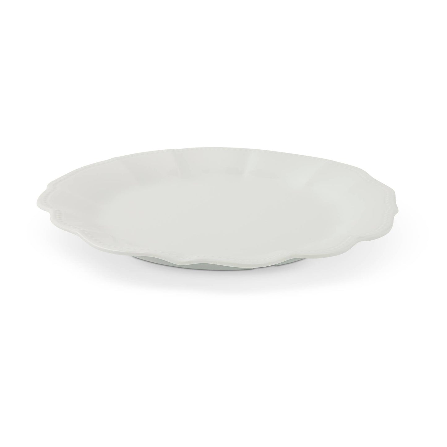 4pk Dotted Ruffle Edge Melamine Dinner Plate - White
