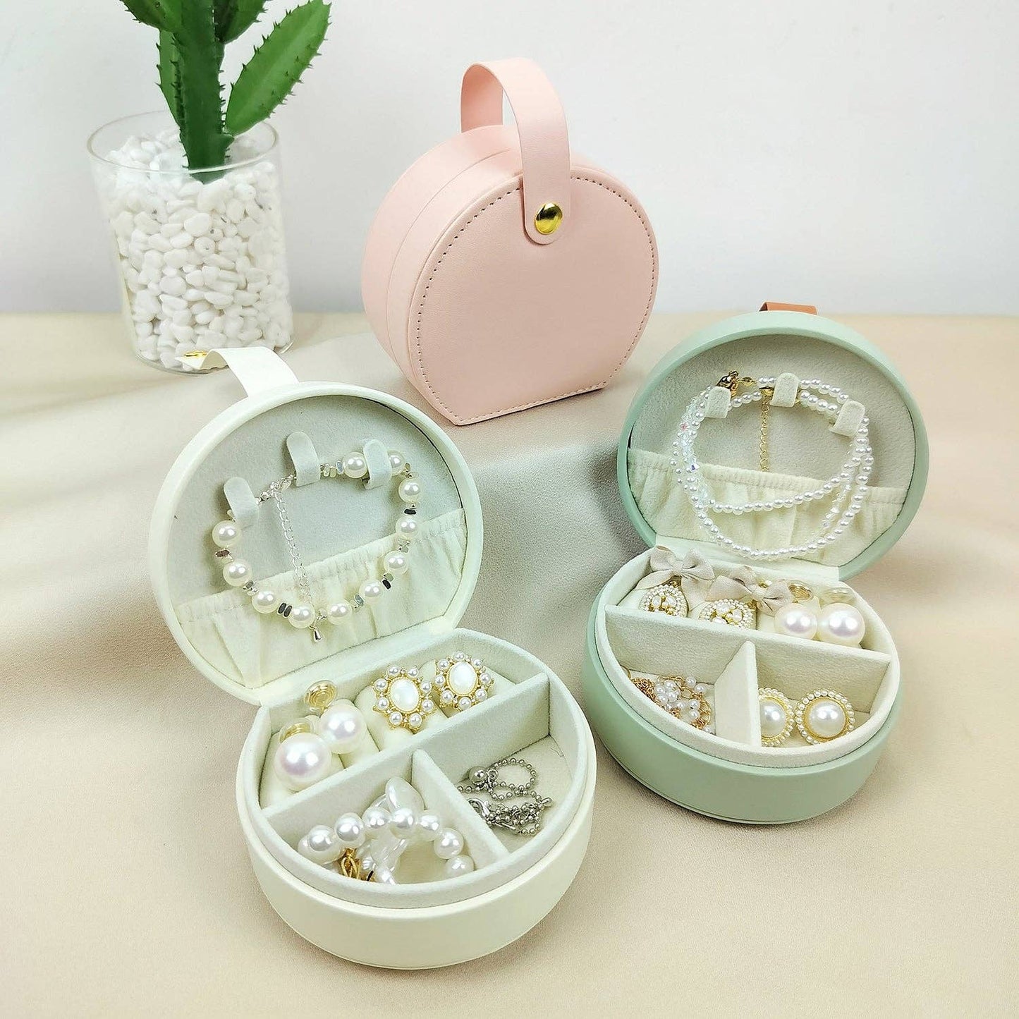 Vegan Leather Mini Portable Jewelry Storage Box