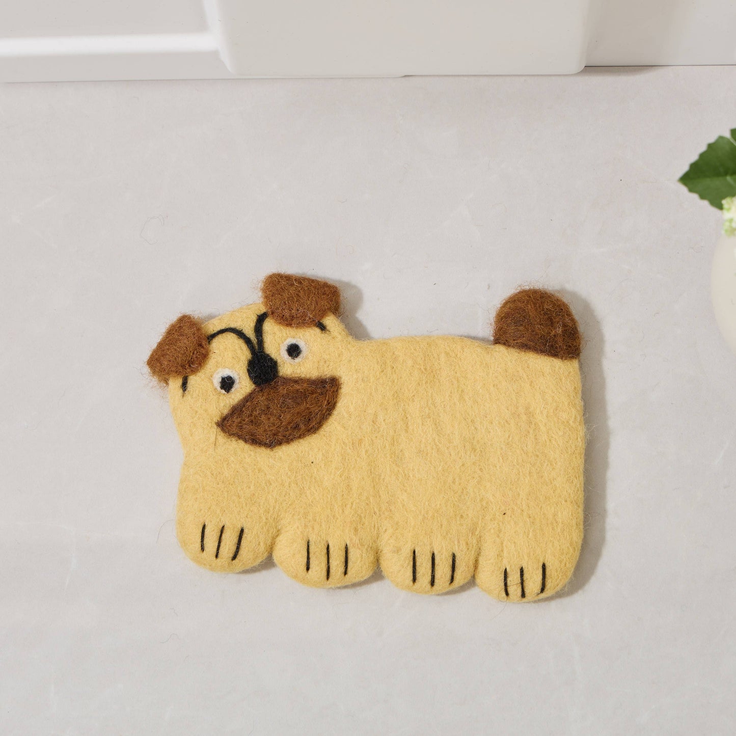 Nepal Handmade Dog Felt Coffee Cup Mug Table Mat Coasters: Shepherd Dog