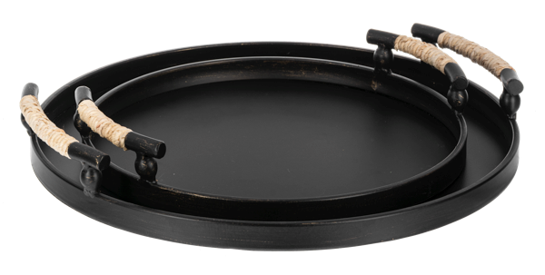 Round Tray with Jute Wrapped Handle