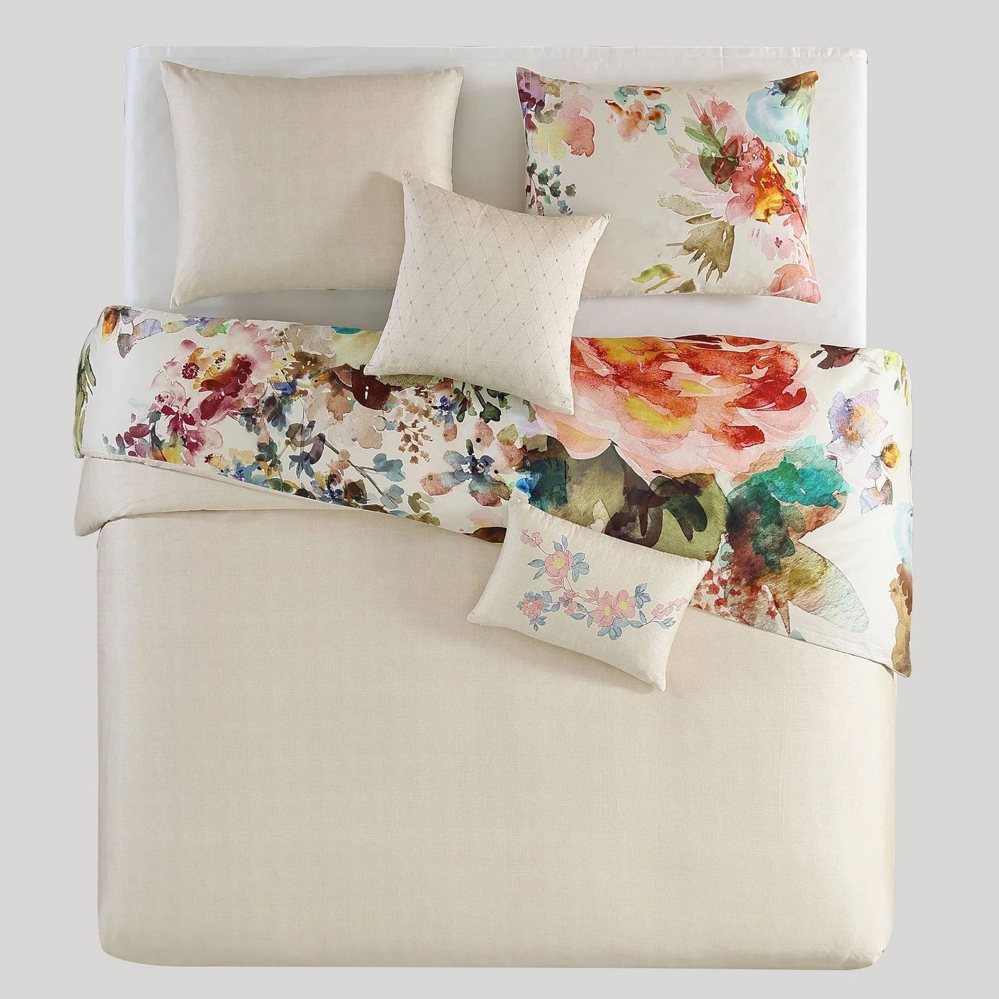 Ivory Garden 100% Cotton 5-Piece Reversible Comforter Set
