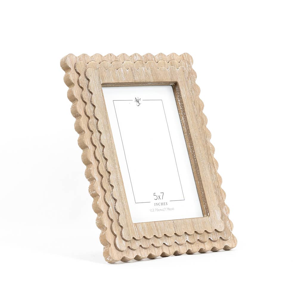 wood photo frame (SCALLOP) ntrl (5x7) pic