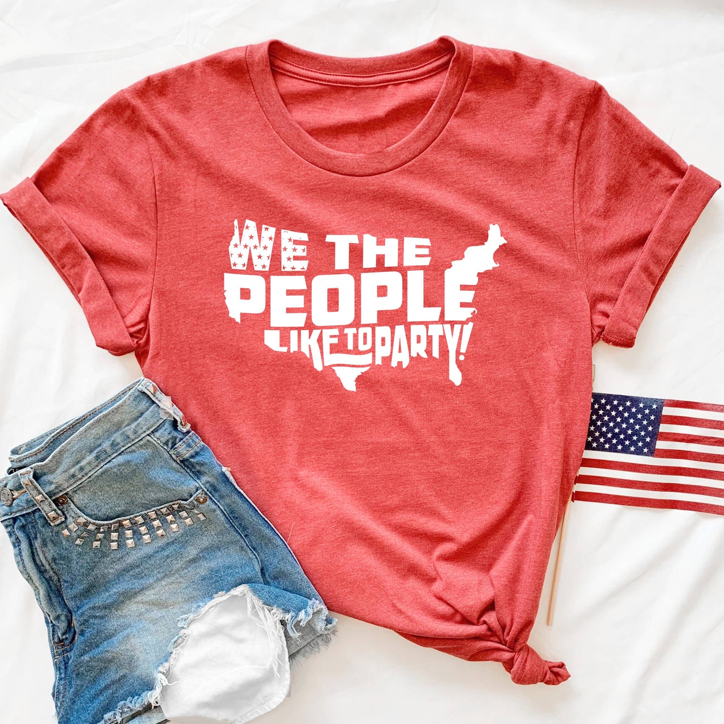 We the People 4th of July RED Shirt, Fourth of July Tee