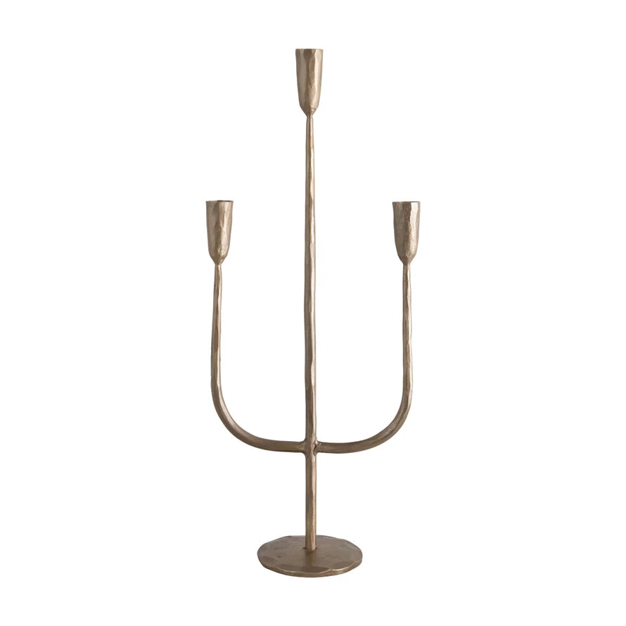 Hand-Forged Metal Candelabra with Antique Finish
