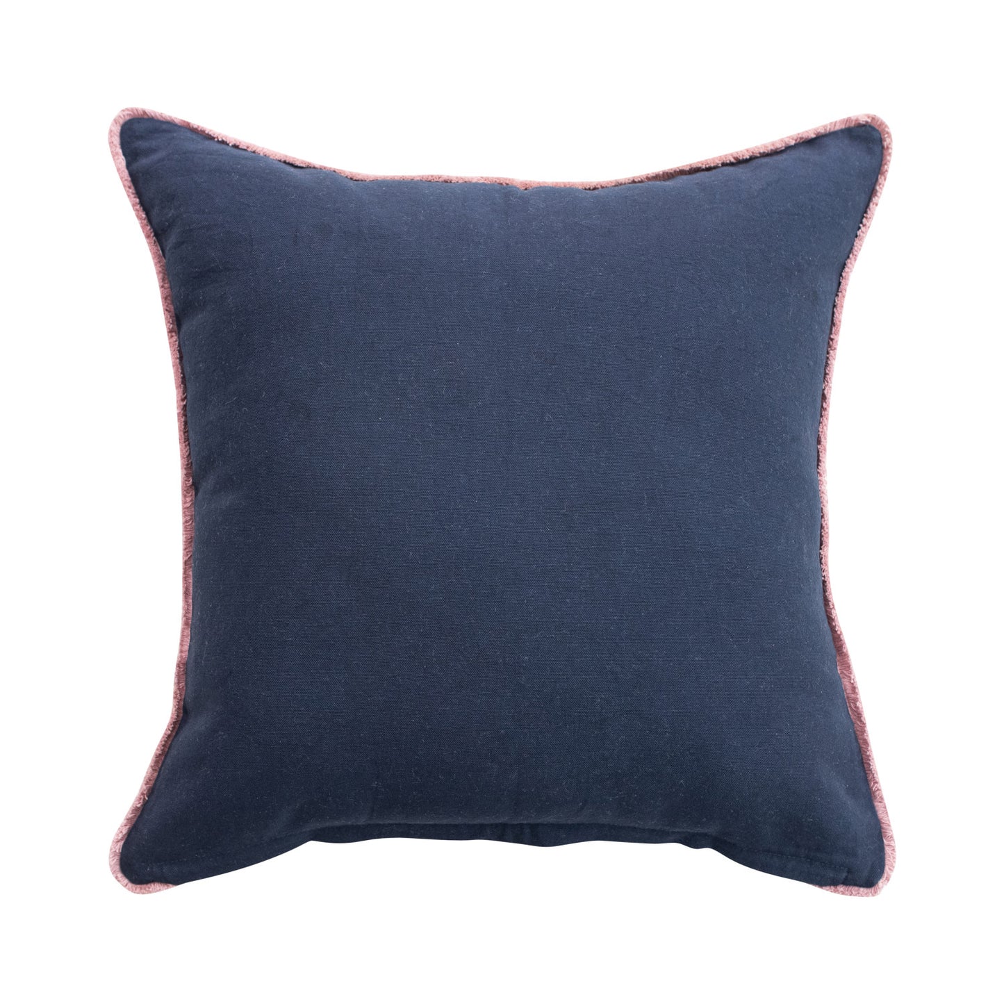 Cotton Velvet Printed Pillow w/ Botanical Pattern & Eyelash Fringe