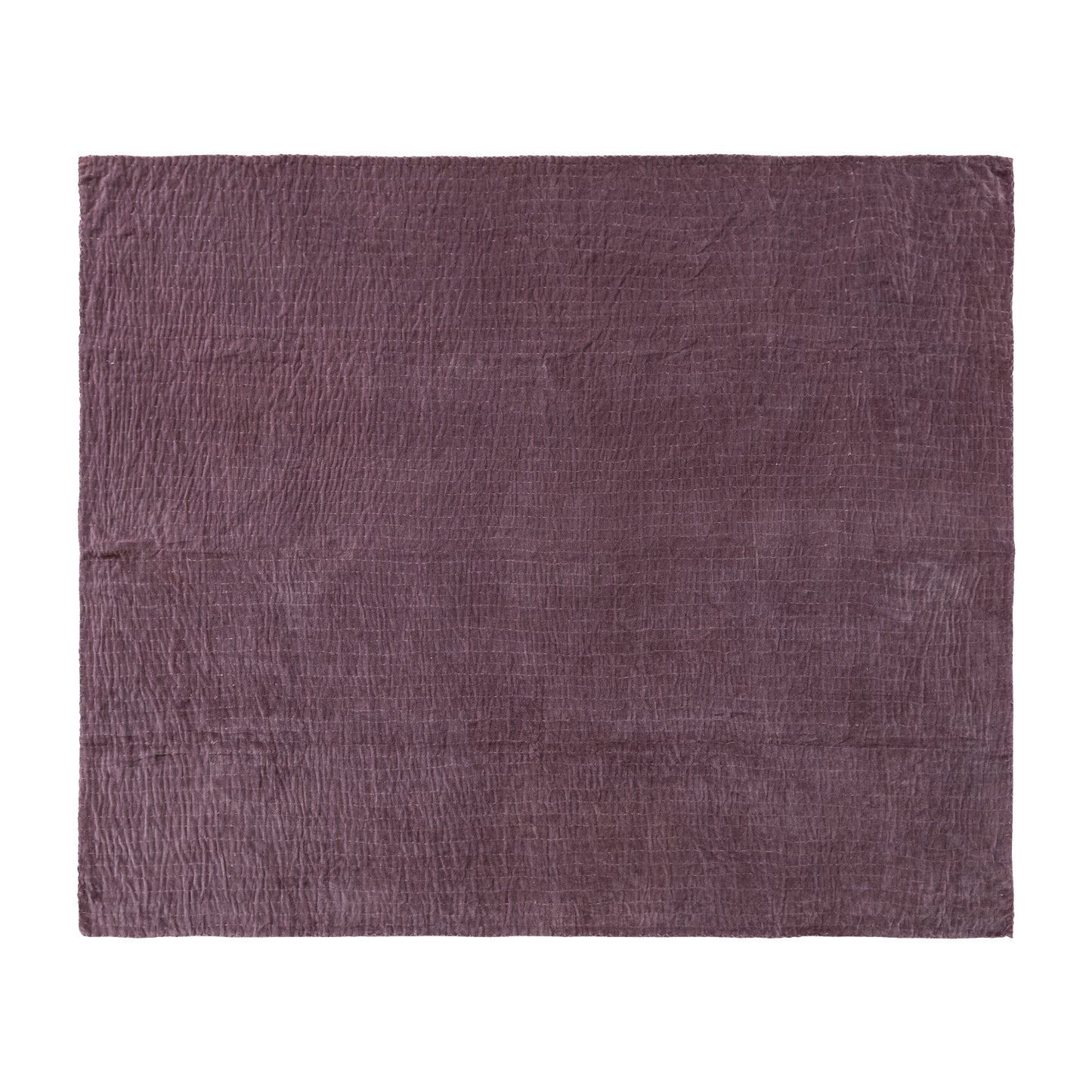 Cotton Velvet Throw with Hand-Embroidered Kantha Stitch & Blanket Stitch Edge