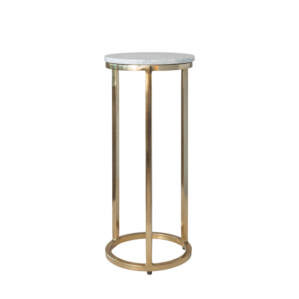 Marble & Metal Martini Table, White & Gold Finish