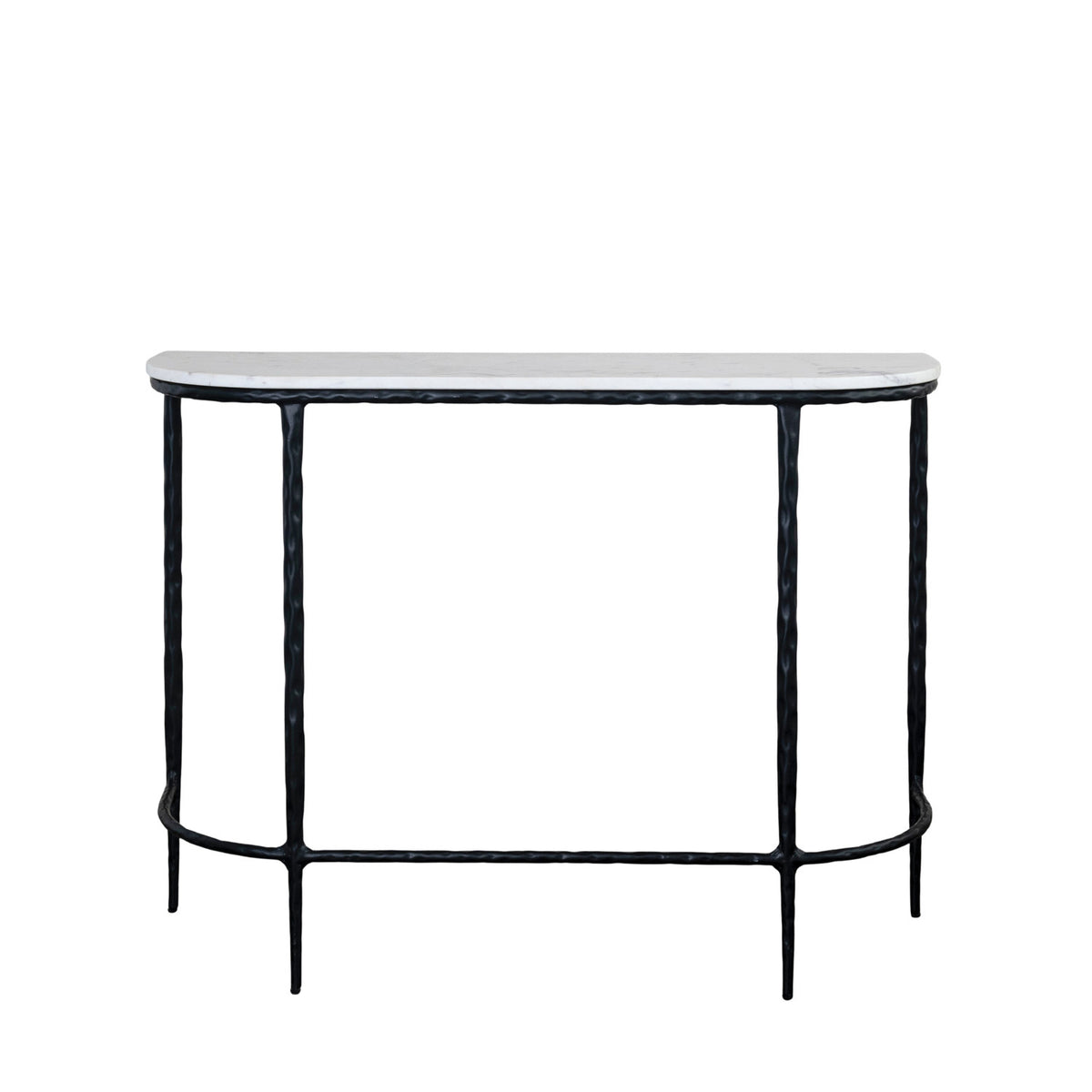 Marble Console Table with Hand-Forged Iron Legs (Each Will Vary)