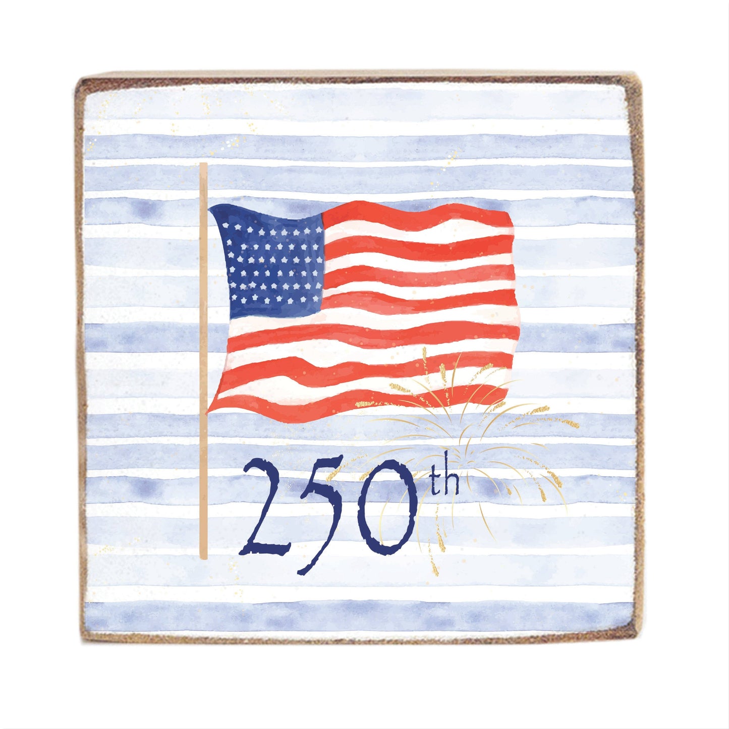 America 250 Flag Block Sign | Patriotic Gift | Wooden Decor