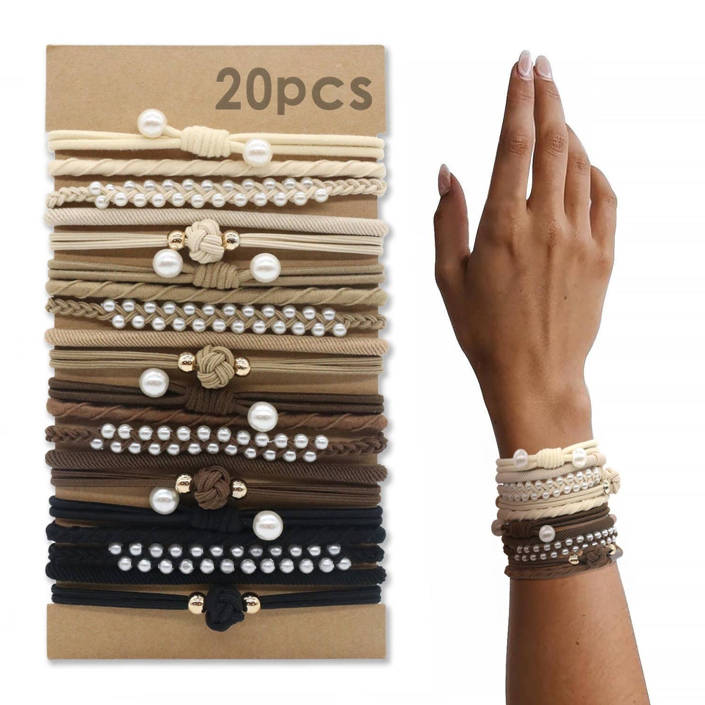 Vintage boho hair tie bracelet set