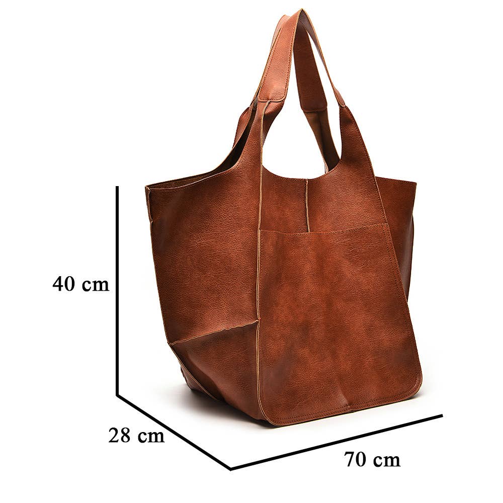 Women's Soft Leather Large Capacity Shoulder Tote Bag