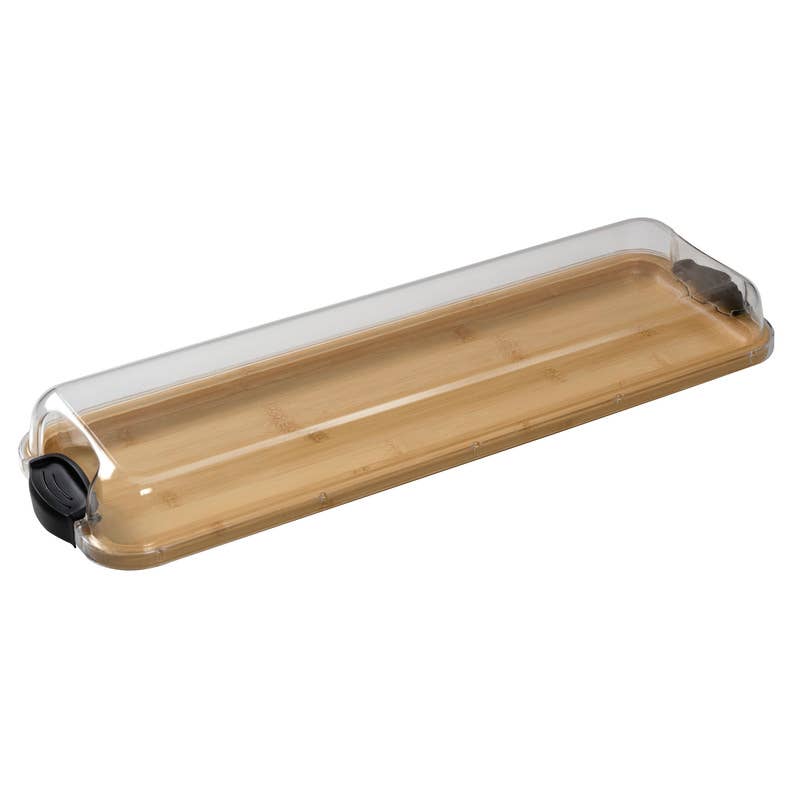 7x22-in Build-A-Board Make and Take Bamboo Cutting Board with Clear Locking Lid, Black Handles