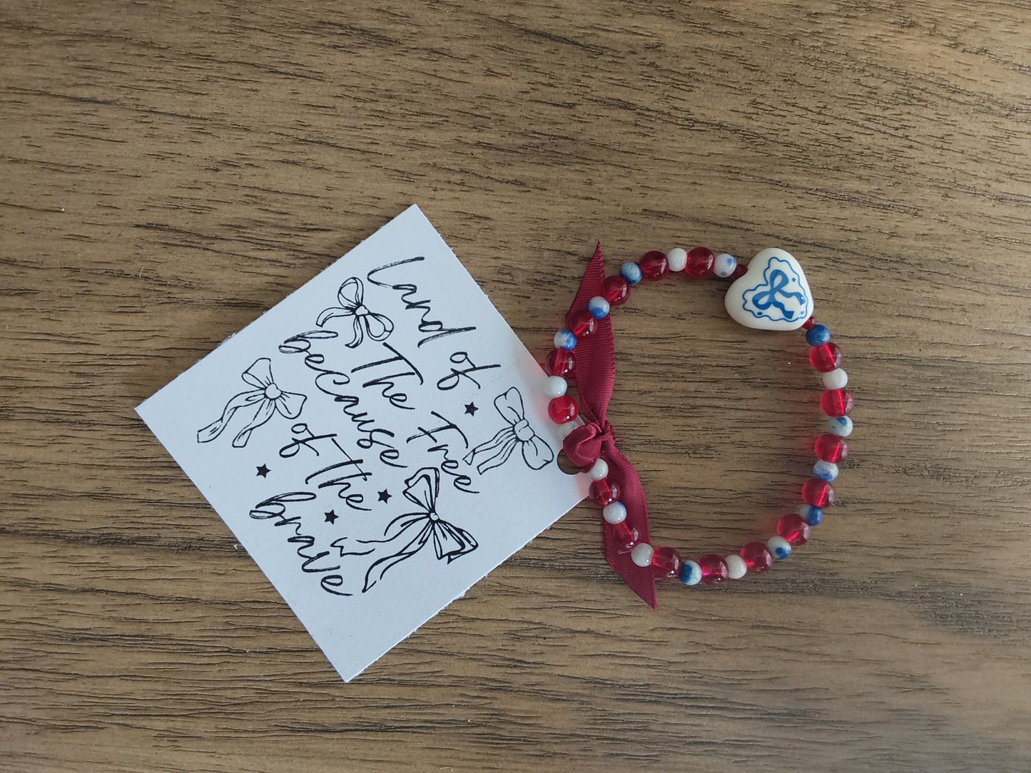 Chys Red,White and Blue Bow Bracelet