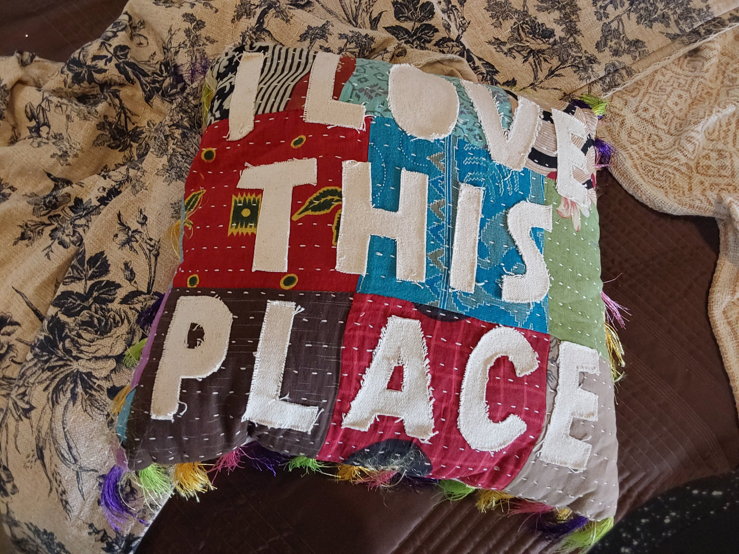 I LOVE THIS PLACE - KANTHA PILLOW
